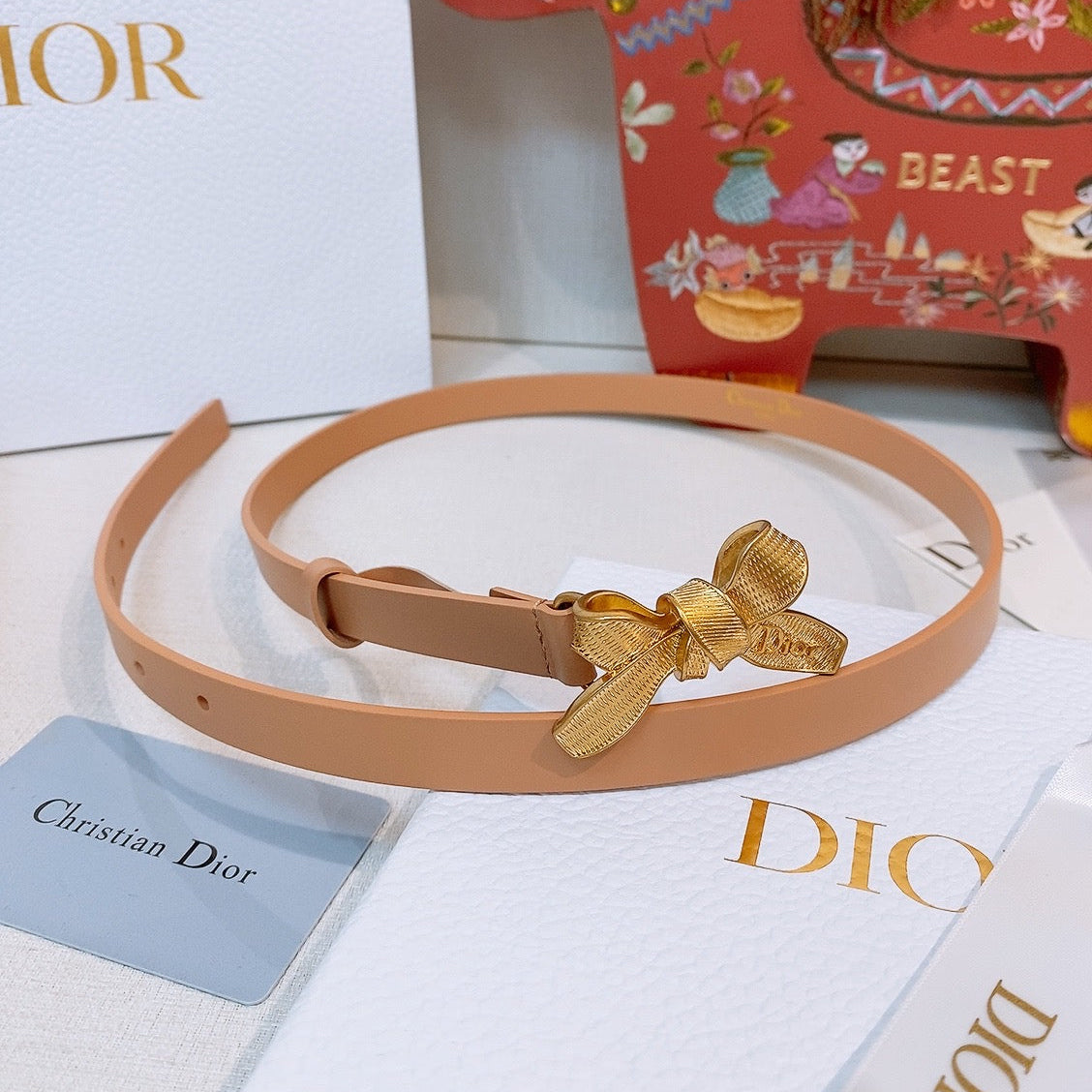 DIOR 26S BELT 15 MM IN CAMEL CALFSKIN 657719