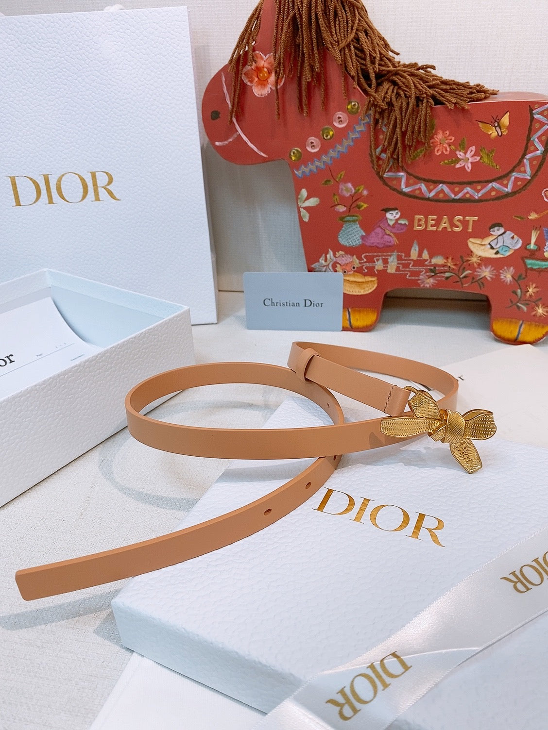 DIOR 26S BELT 15 MM IN CAMEL CALFSKIN 657719