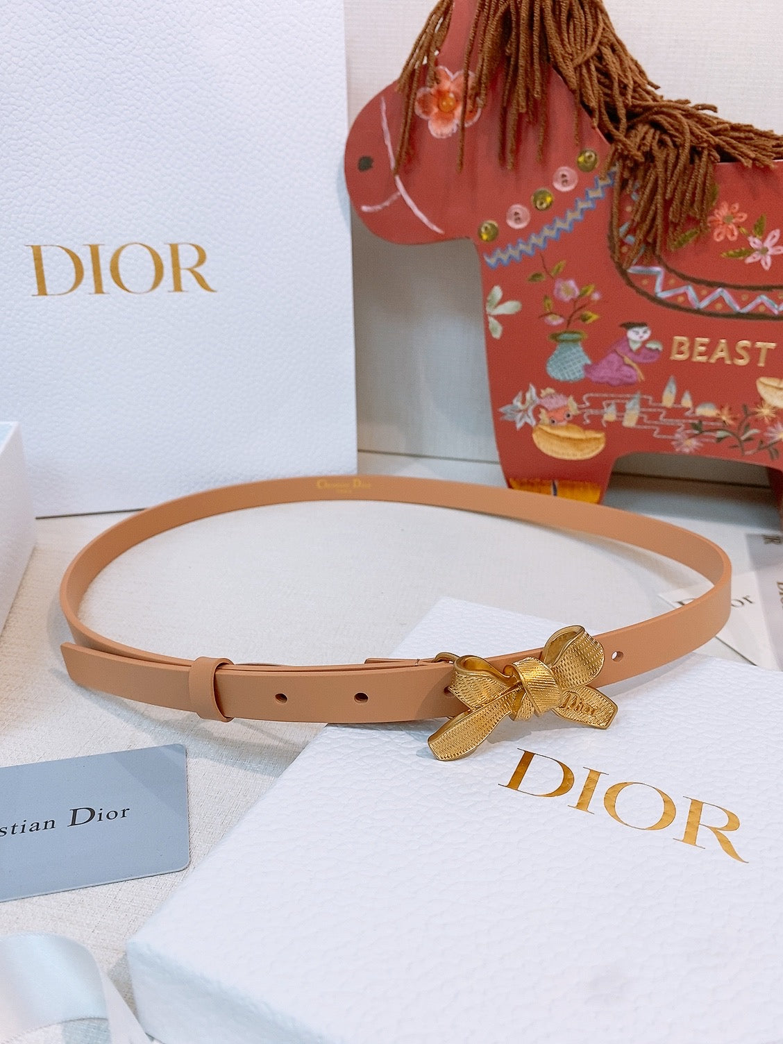 DIOR 26S BELT 15 MM IN CAMEL CALFSKIN 657719