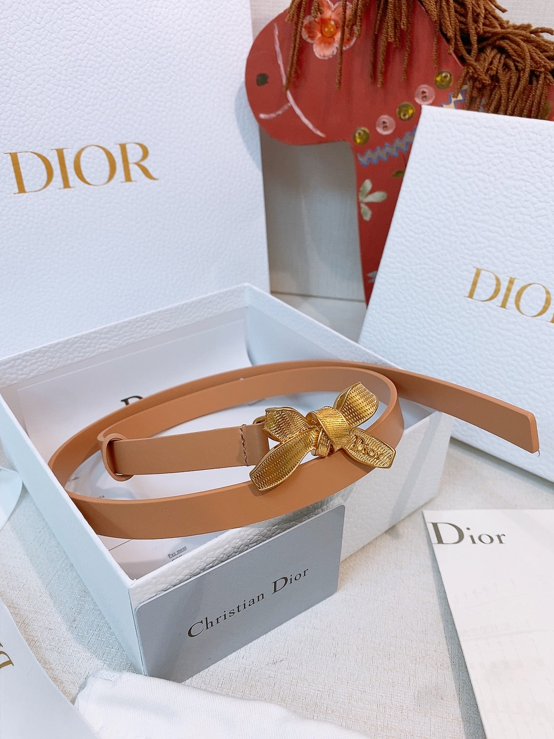 DIOR 26S BELT 15 MM IN CAMEL CALFSKIN 657719