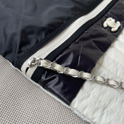 CHANEL 26S DRAWSTRING BACKPACK 44 IN BLACK AND WHITE NYLON GOLD HARDWARE