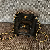CHANEL 26S BACKPACK 17 IN BLACK QUILTED LAMBSKIN GOLD HARDWARE