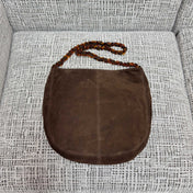 CHANEL 26S LARGE HOBO BAG 33 IN DARK BROWN SUEDE TORTOISE RESIN CHAIN