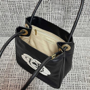 CHANEL 26S LOGO SHOPPING TOTE BAG 25 IN BLACK AND WHITE CALFSKIN GOLD HARDWARE