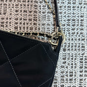 CHANEL 26S STAR CHARM HALF MOON SHOULDER BAG 20 IN BLACK SATIN GOLD HARDWARE