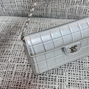 CHANEL 26S FLAP BAG 26 IN SILVER CALFSKIN SILVER HARDWARE