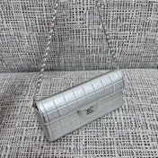 CHANEL 26S FLAP BAG 26 IN SILVER CALFSKIN SILVER HARDWARE