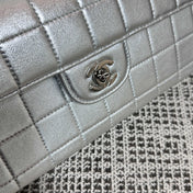 CHANEL 26S FLAP BAG 26 IN SILVER CALFSKIN SILVER HARDWARE