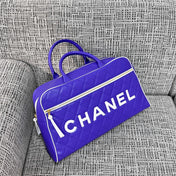 CHANEL 26S BOWLING BAG LARGE 46 IN BLUE PURPLE AND WHITE CALFSKIN GOLD HARDWARE