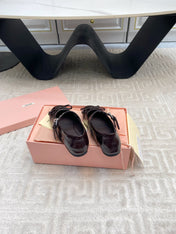 BOW MARY JANE FLAT IN ESPRESSO NAPLAK LAMBSKIN