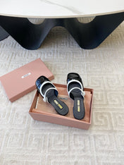 MARY JANE MULE PUMPS IN BLACK GLOSSY SHEEPSKIN