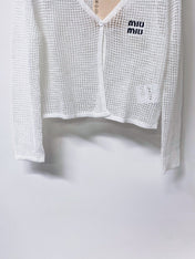 MIUMIU 26S CAMI TOP & OPEN KNIT CROPPED CARDIGAN SET 1172