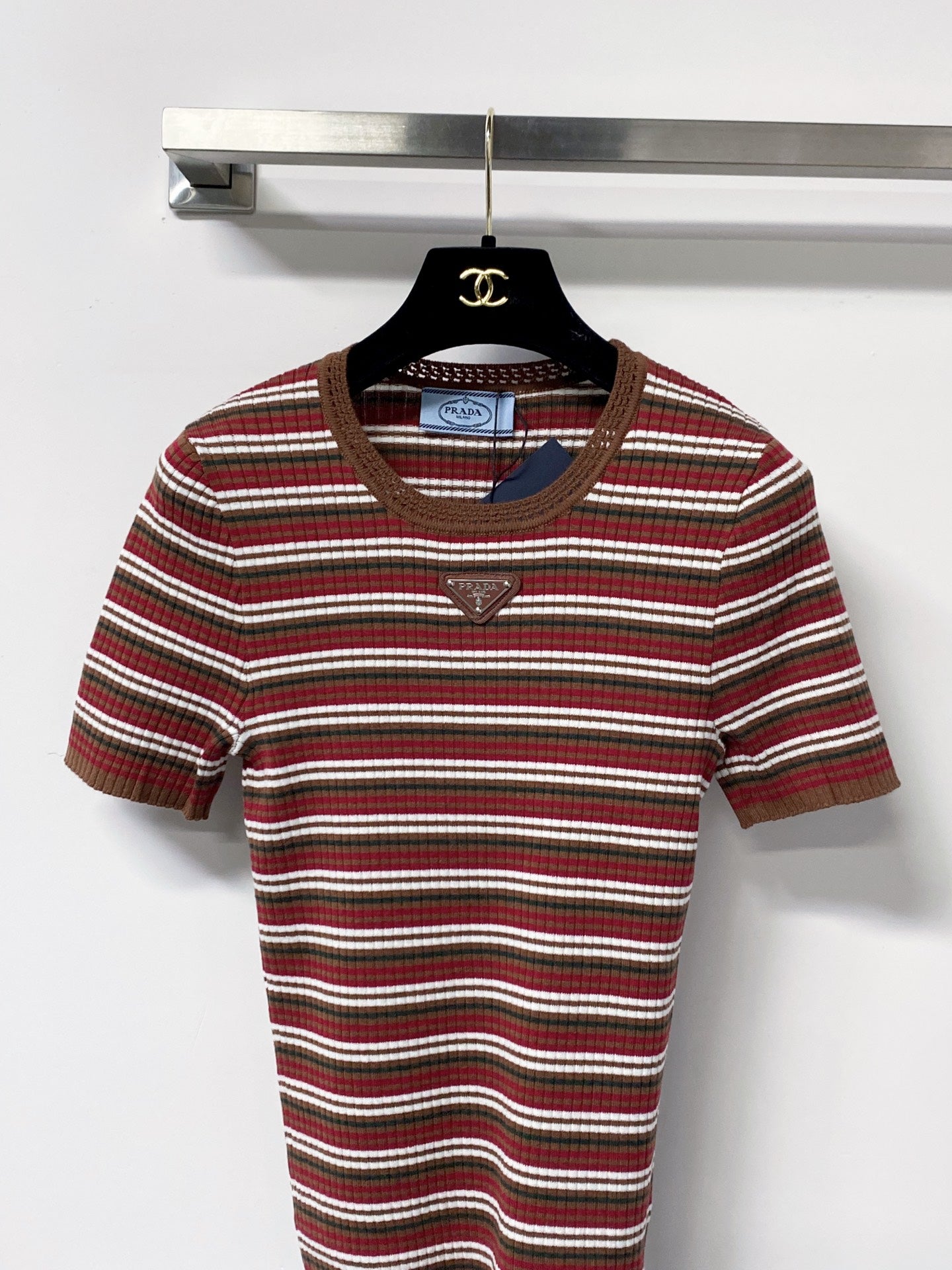 PRADA 26S SHORT-SLEEVE KNIT SWEATER STYLE 955