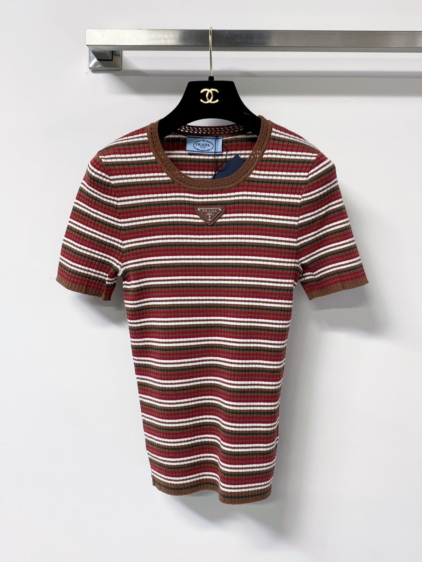 PRADA 26S SHORT-SLEEVE KNIT SWEATER STYLE 955