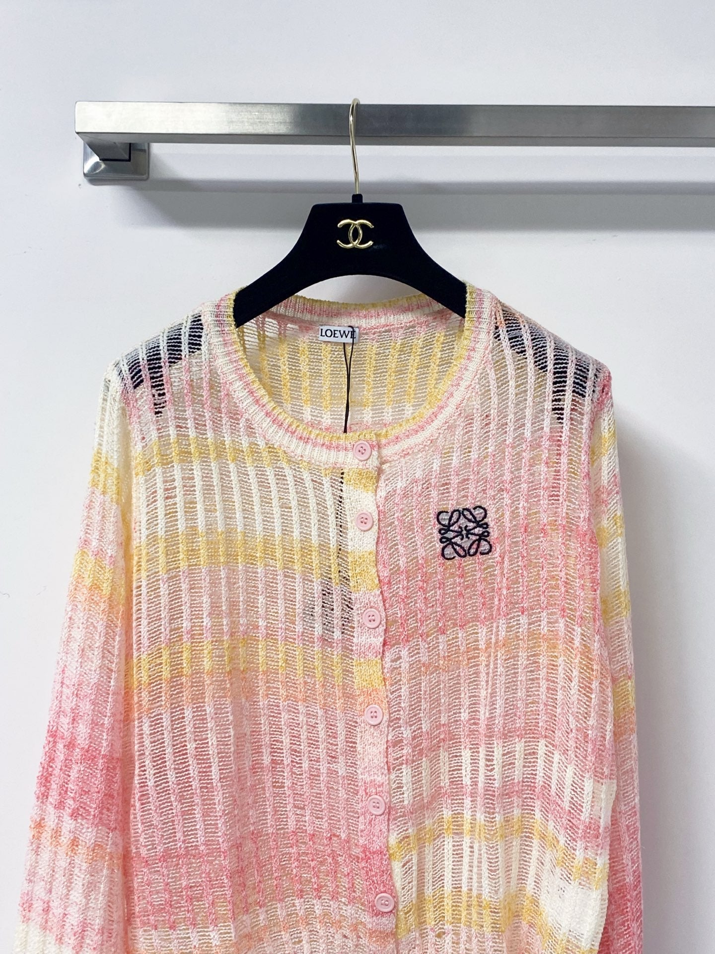 LOEWE 26S PASTEL OPEN-KNIT CARDIGAN 569