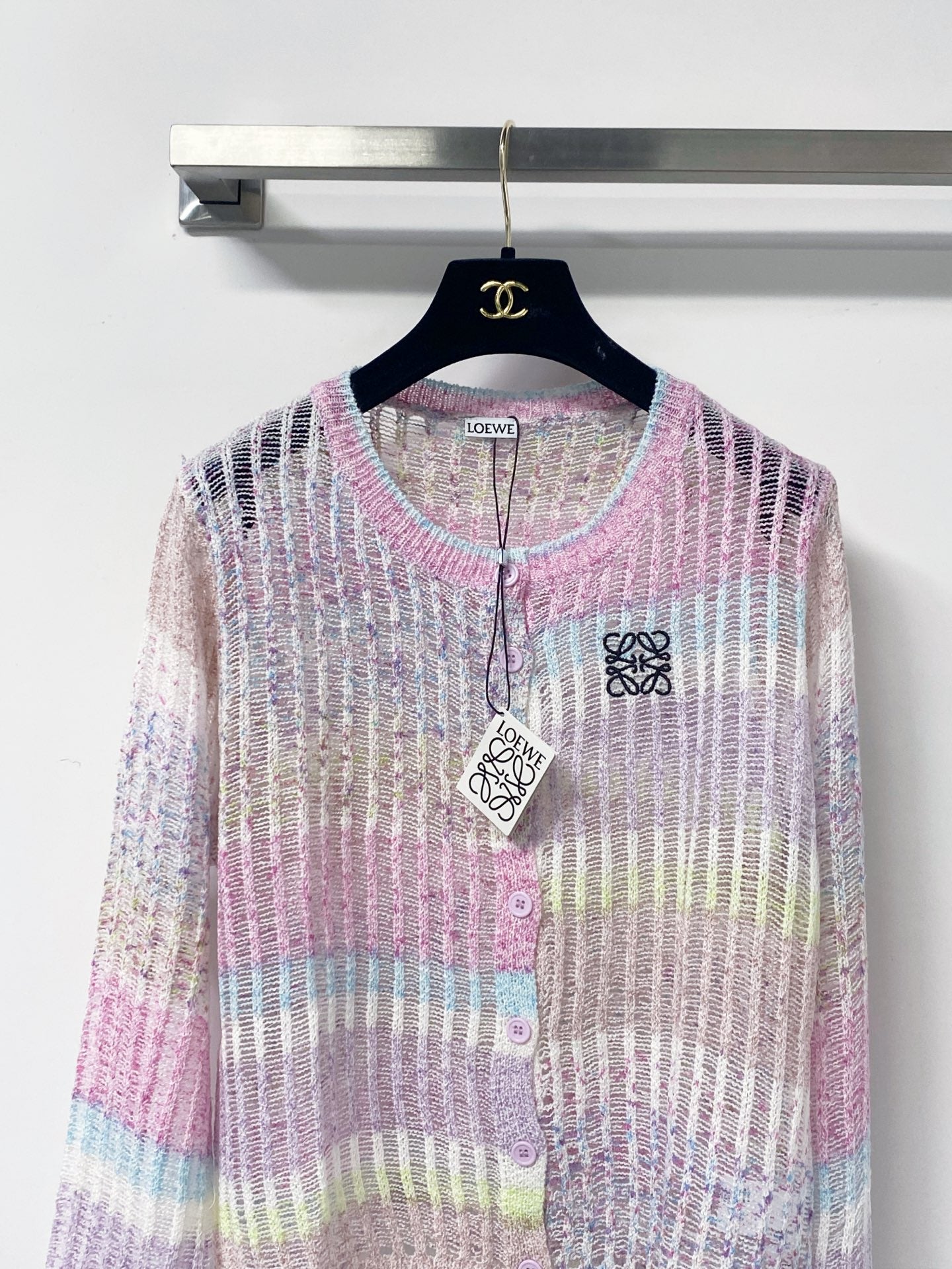 LOEWE 26S PASTEL OPEN-KNIT CARDIGAN 568