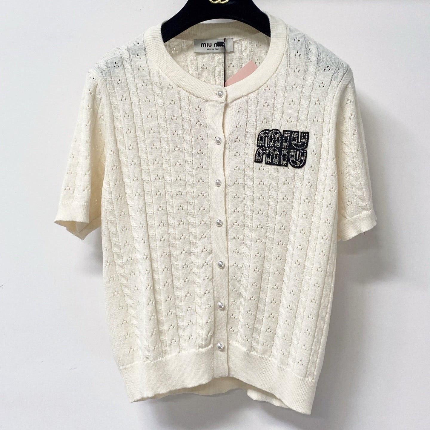 MIUMIU 26S SHORT-SLEEVE KNIT CARDIGAN 1455