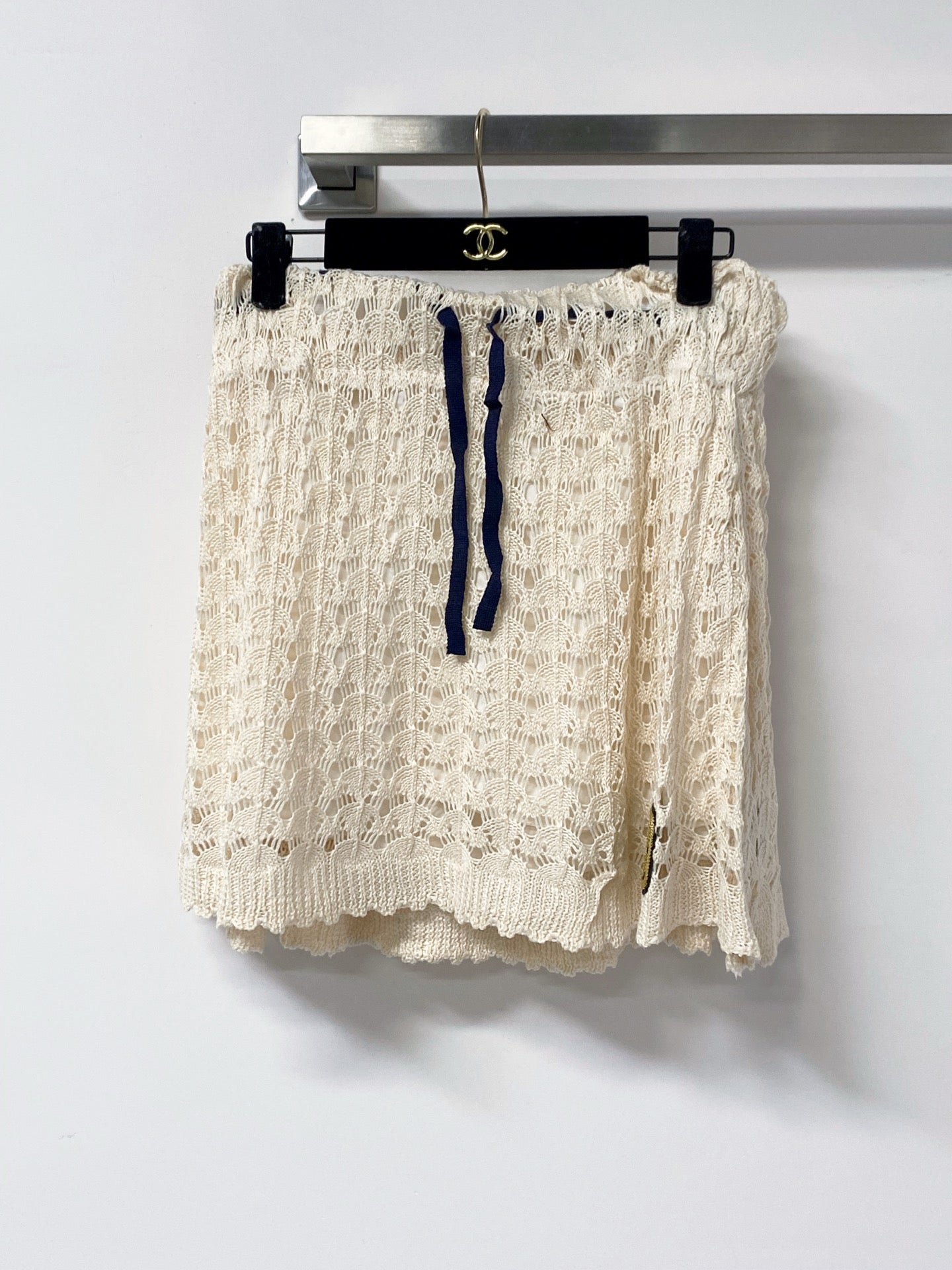 MIUMIU 26S OPEN-KNIT ZIP-UP CARDIGAN & SHORTS SET 1458