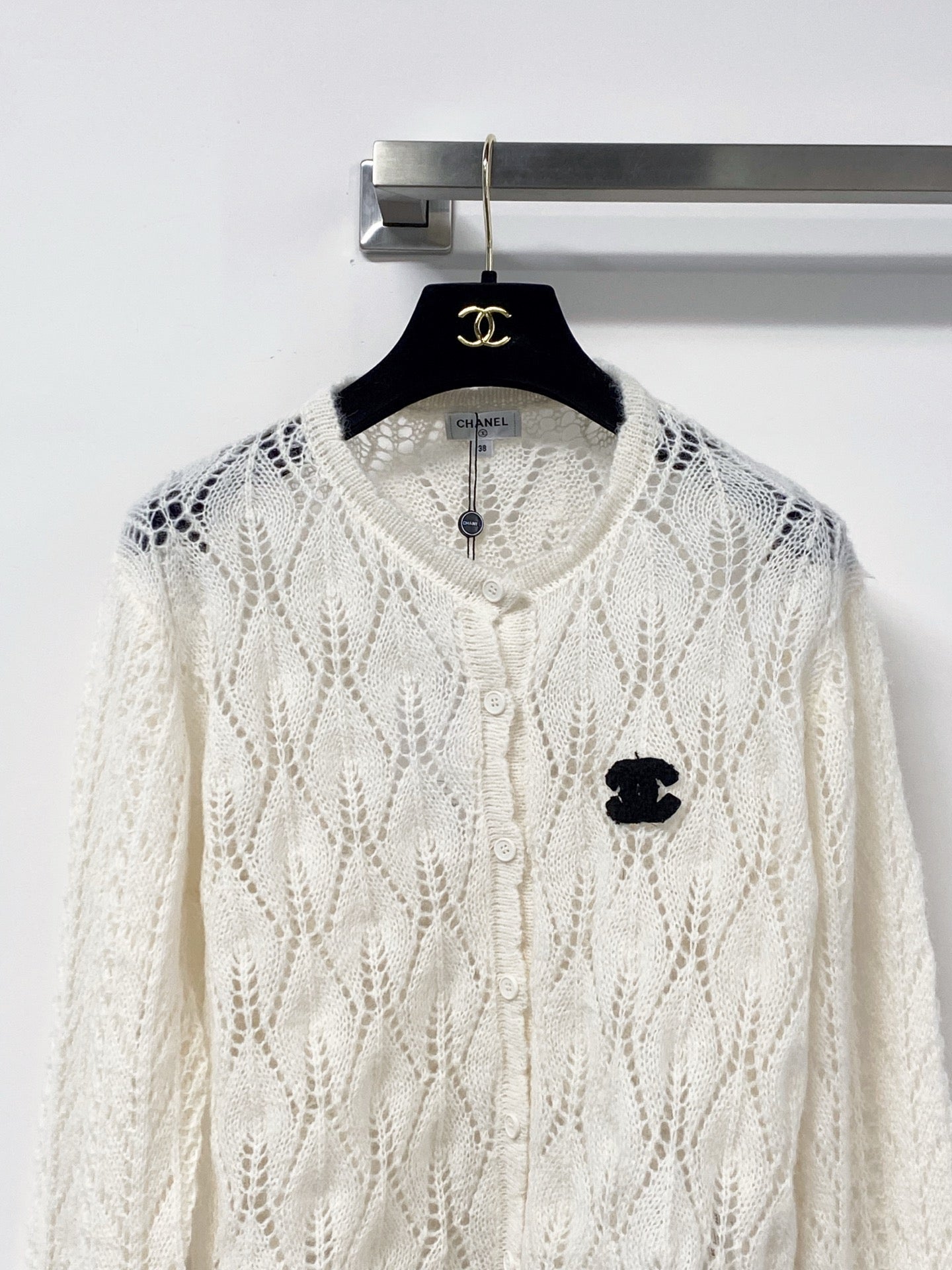 CHANEL 26S OPENWORK KNIT CARDIGAN 1512