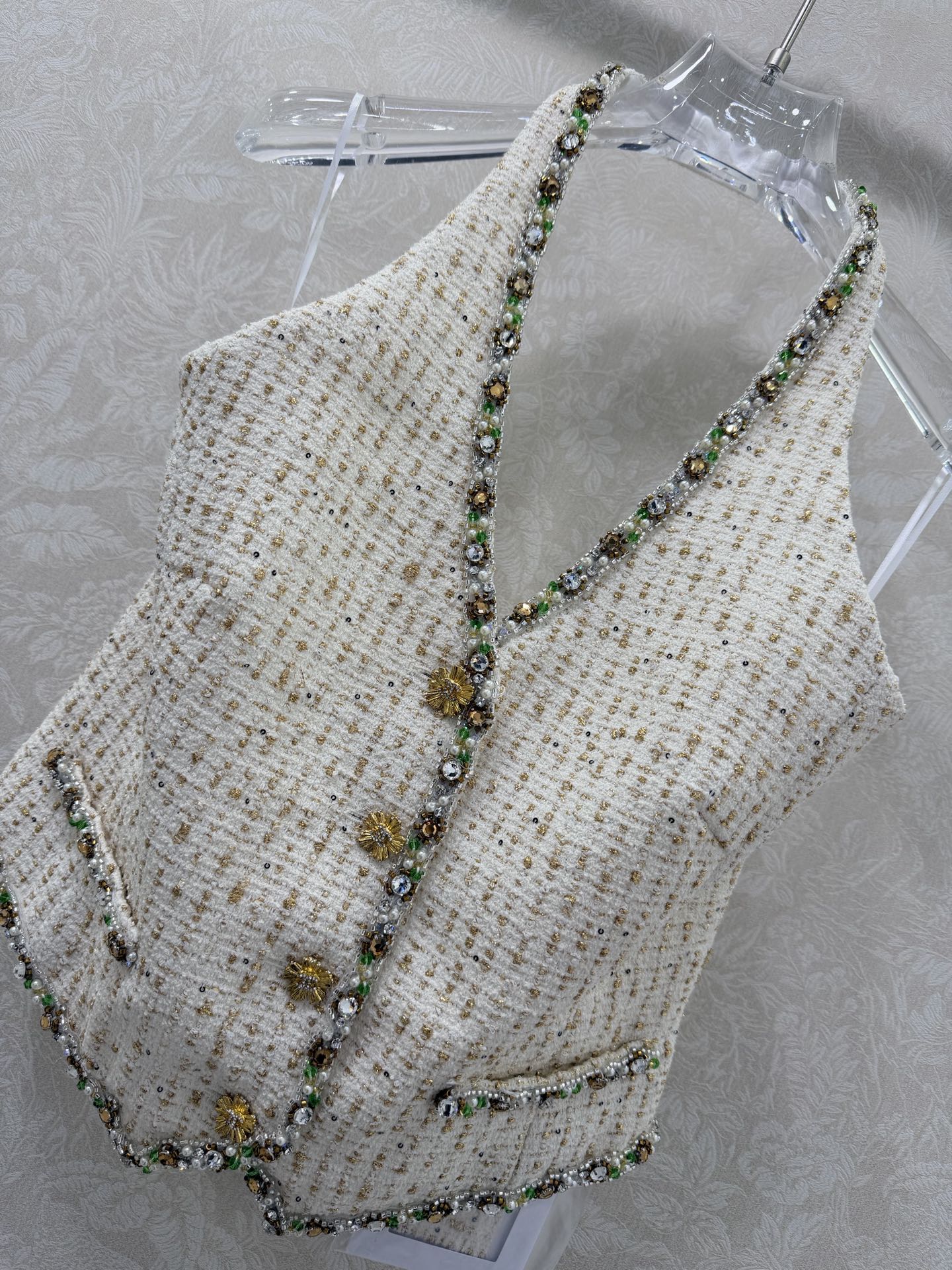 CHANEL 26S BEADED HALTER NECK VEST 821