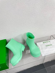 FIREMAN BOOTS IN GREEN MINT RUBBER WITH ICONIC INTRECCIO MOTIF