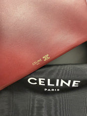 CELINE 25S TRIO FLAP 22MM IN DARK RED SMOOTH LAMBSKIN GOLD HARDWARE