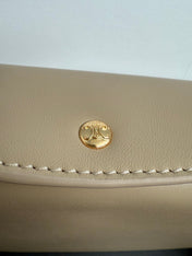 CELINE 25S TRIO FLAP 22MM IN DARK BEIGE SMOOTH LAMBSKIN GOLD HARDWARE