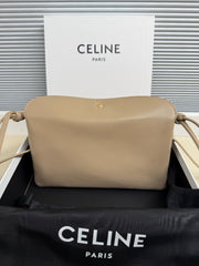 CELINE 25S TRIO FLAP 22MM IN DARK BEIGE SMOOTH LAMBSKIN GOLD HARDWARE
