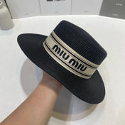 MIUMIU 26S STRAW BOATER HAT IN BLACK 343685