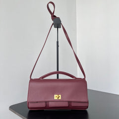 BEL AIR CLUTCH 27 IN BURGUNDY RED NAPPA LAMBSKIN GOLD HARDWARE