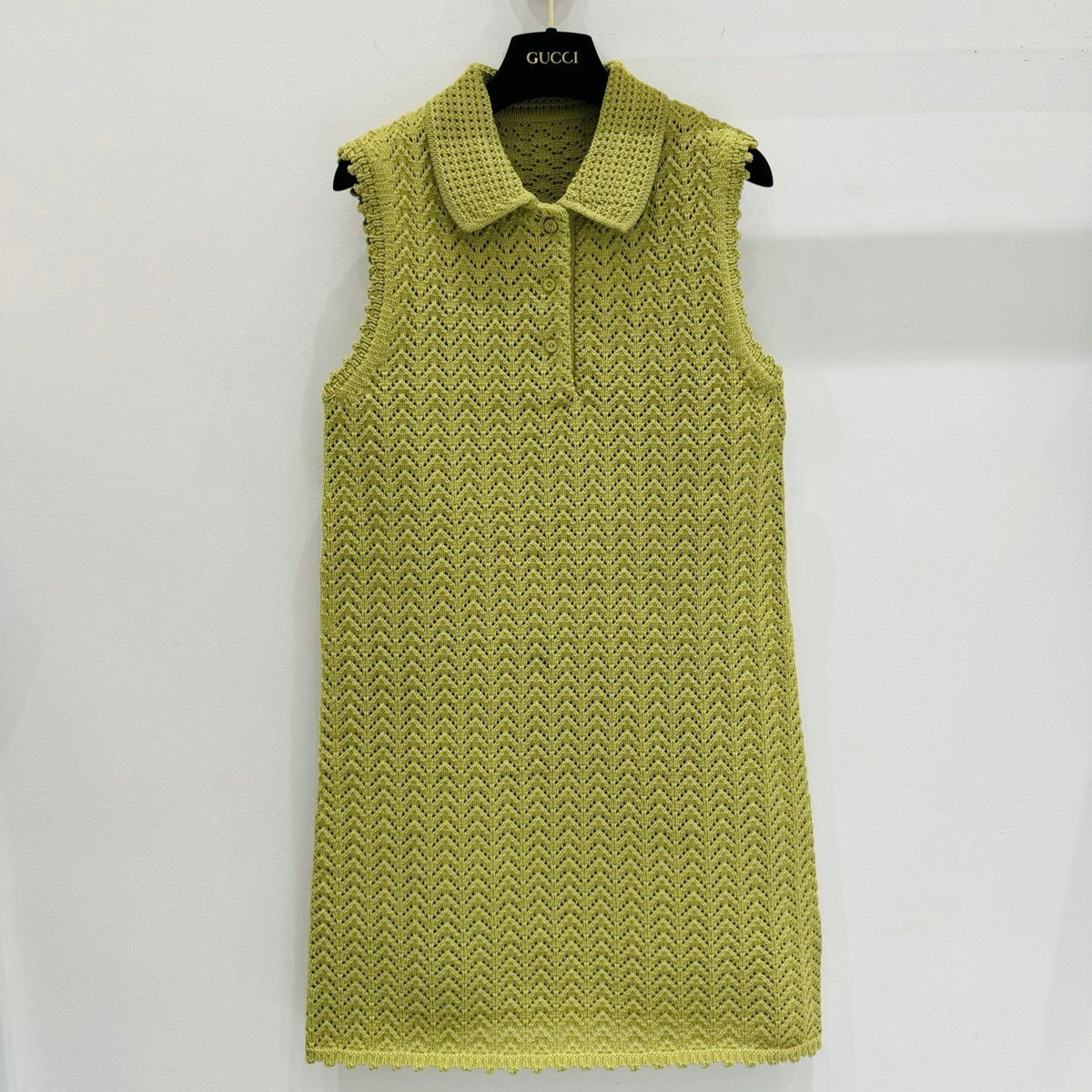 GUCCI SLEEVELESS KNIT POLO DRESS IN BUTTER YELLOW 267480