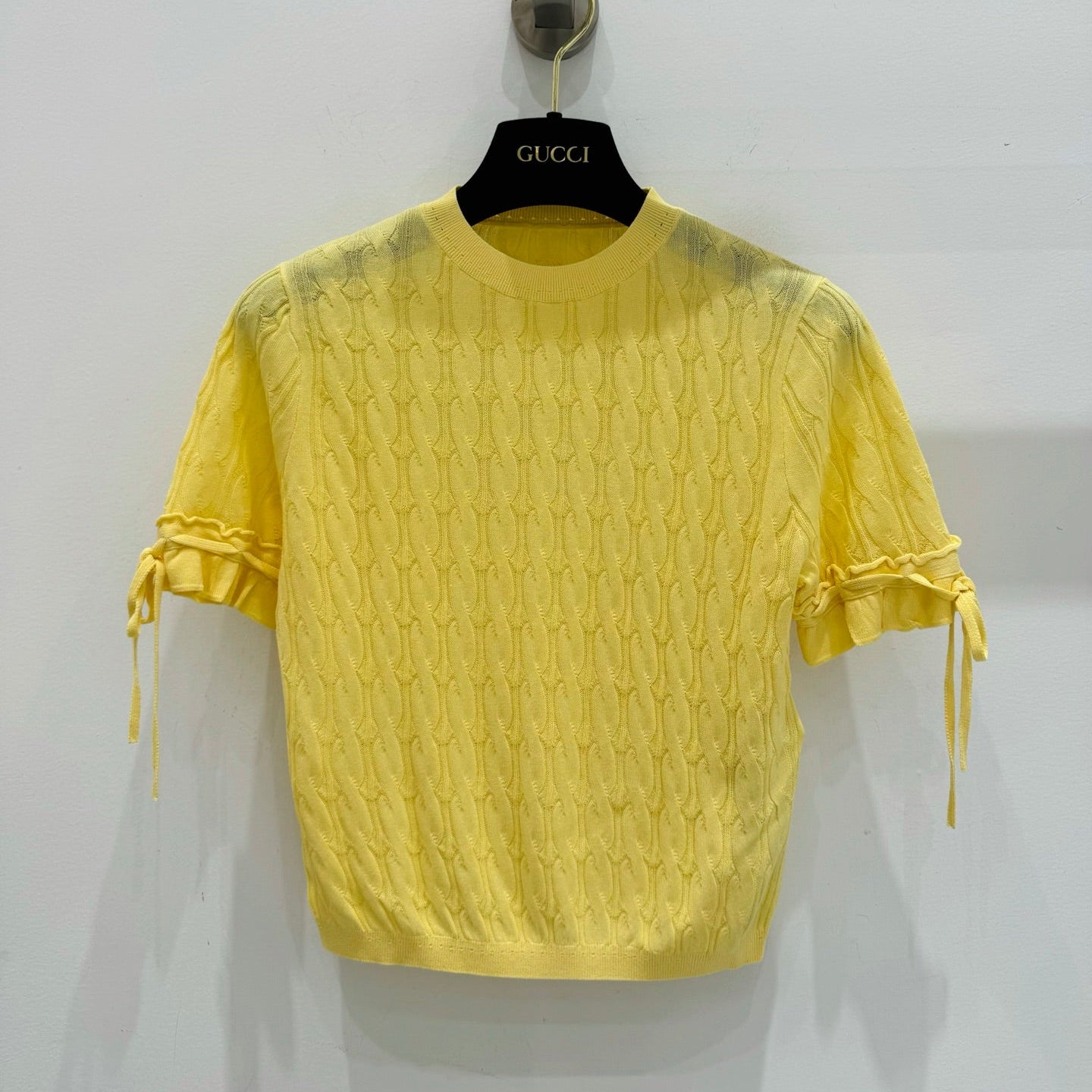 GUCCI 26S SHORT-SLEEVE CABLE-KNIT SWEATER 376
