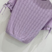 GUCCI 26S SHORT-SLEEVE CABLE-KNIT SWEATER 375