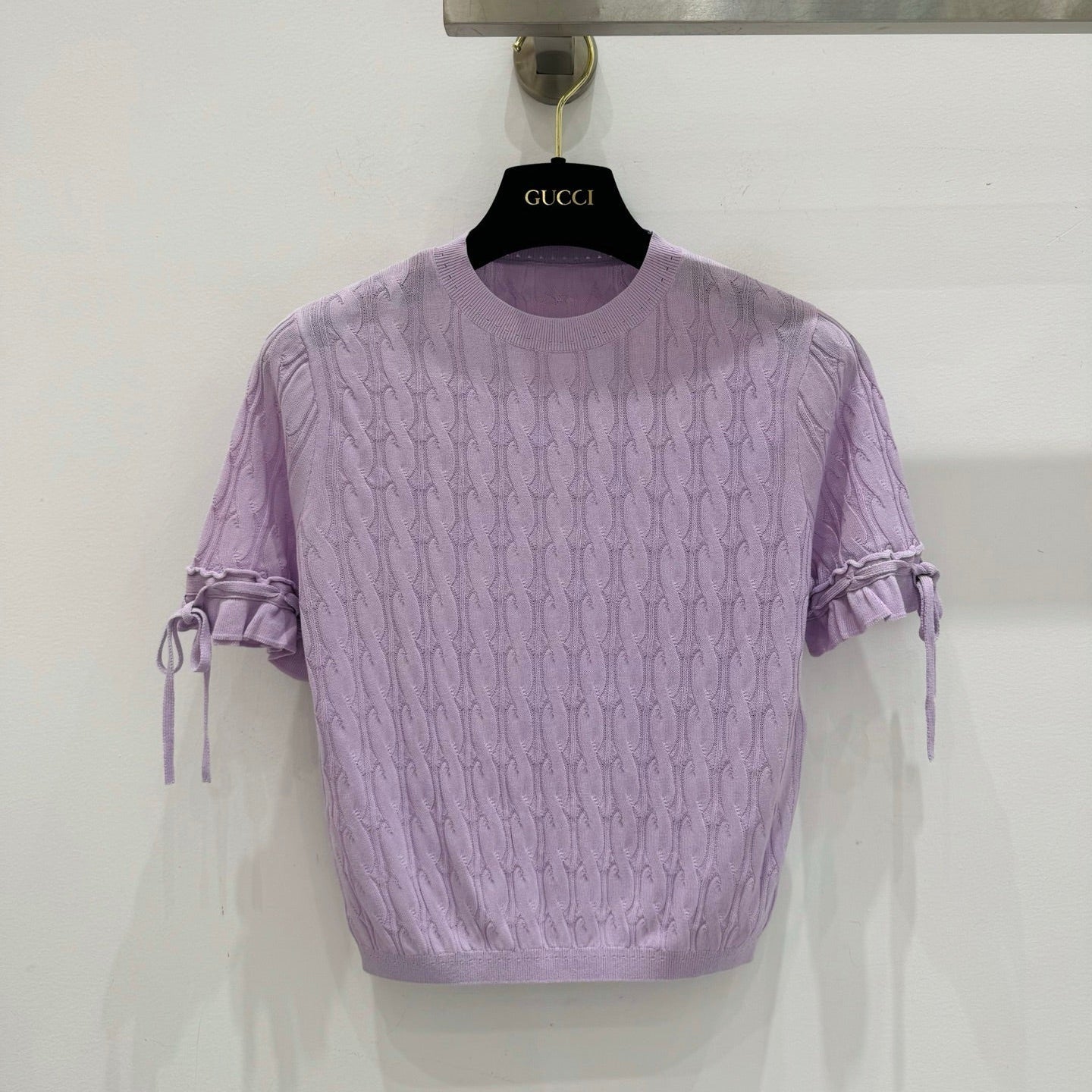 GUCCI 26S SHORT-SLEEVE CABLE-KNIT SWEATER 375