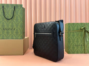 SIGNATURE MESSENGER BAG 28 IN BLACK GG CALFSKIN
