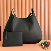 B LARGE SHOULDER BAG 49 IN BLACK SMOOTH LAMBSKIN