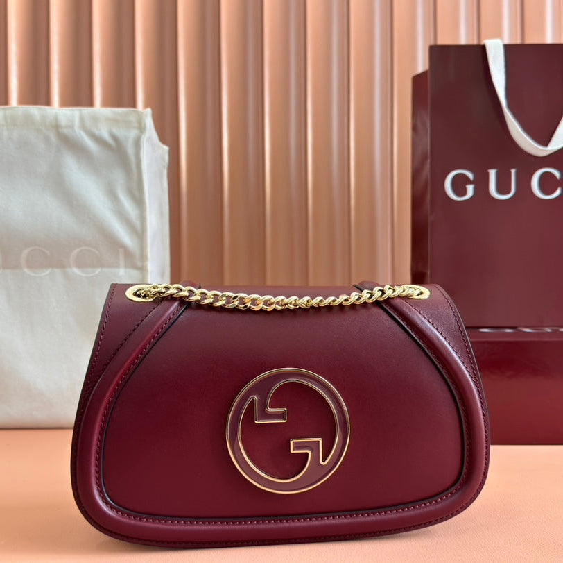 GUCCI 26S BLONDIE SHOULDER BAG 26 IN DARK RED CALFSKIN