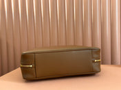BEAU TOP HANDLE BAG 34 IN TAWNY BROWN SMOOTH CALFSKIN