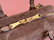 ARCADIE BAG 27 IN CEDAR BROWN SUEDE GOLD HARDWARE