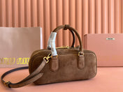 ARCADIE BAG 27 IN CEDAR BROWN SUEDE GOLD HARDWARE