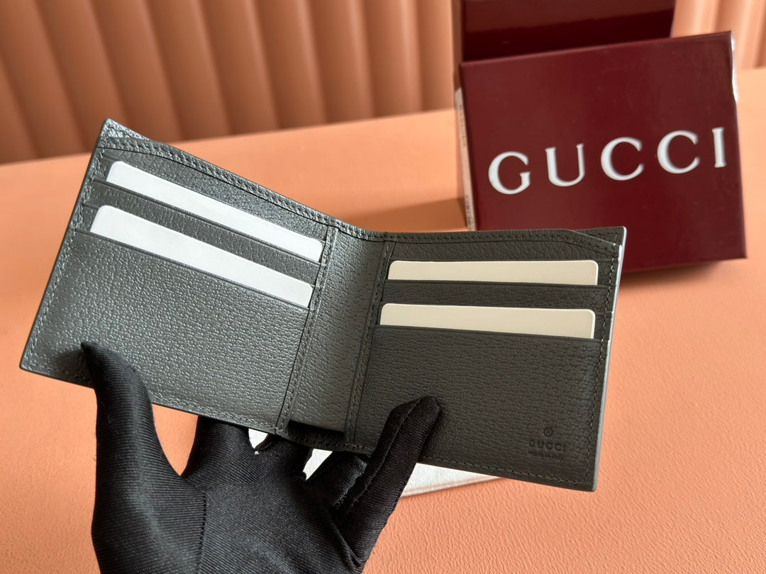 INTERIOR GG BI-FOLD WALLET 11 IN GREY CALFSKIN