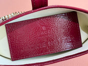 JACKIE NOTTE MINI BAG 19 IN RED WINE CRACKED LACQUER CALFSKIN GOLD HARDWARE