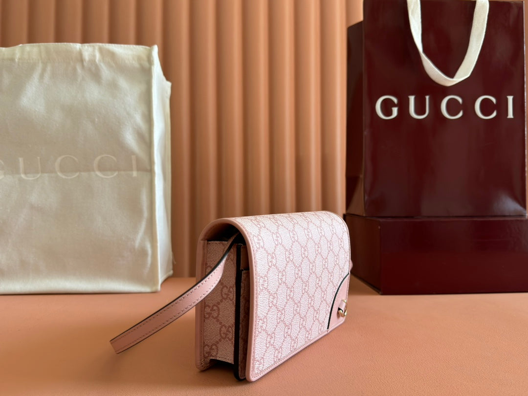 EMBLEM WALLET GG MONOGRAM 20 IN LIGHT PINK SMOOTH CALFSKIN