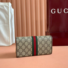 OPHIDIA WALLET ON CHAIN 19 IN BEIGE AND DARK BROWN COATED FABRIC AND BROWN CALFSKIN TRIM