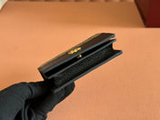 MARMONT BI-COLOUR CARD CASE WALLET 11 IN BEIGE EBONY GG CANVAS BLACK CALFSKIN