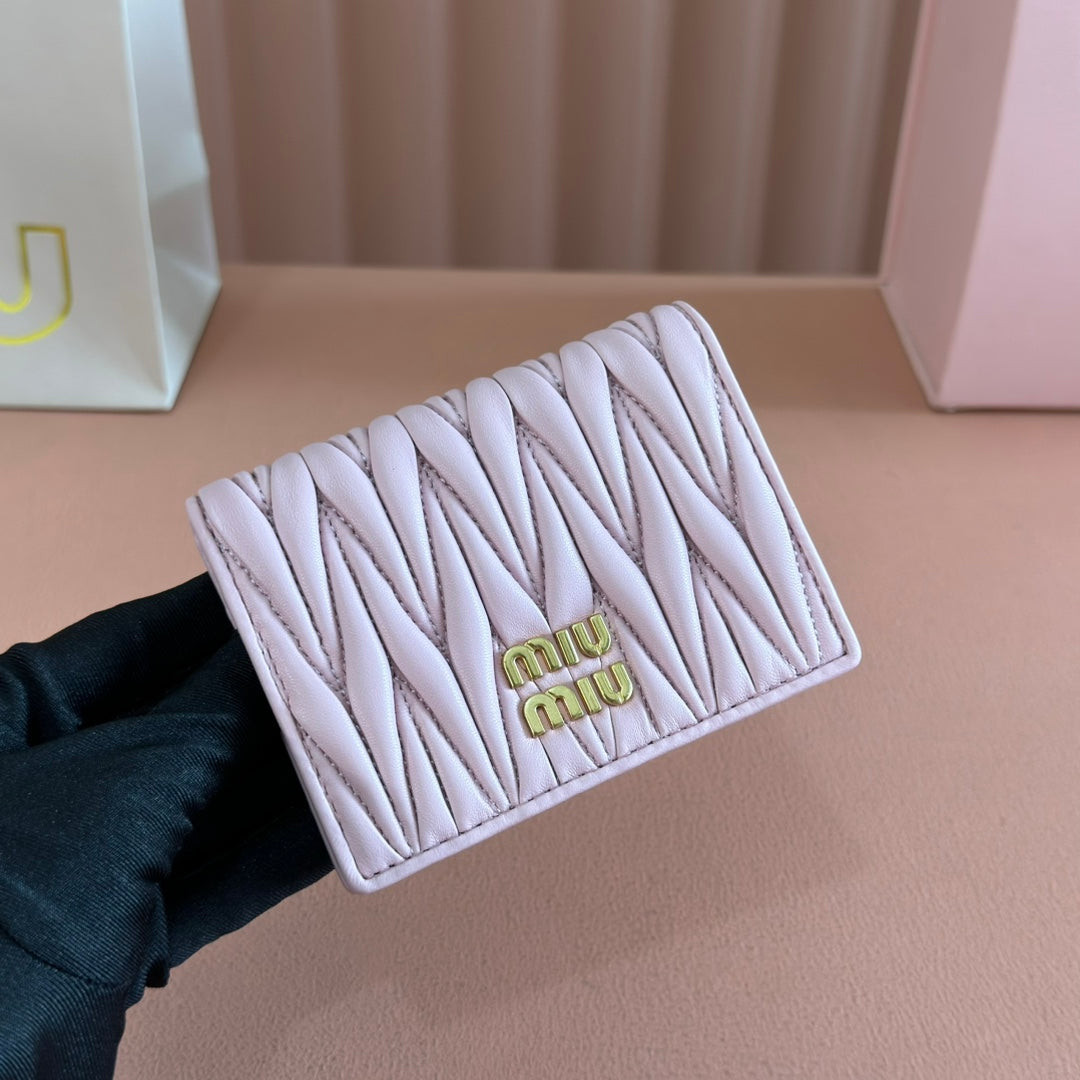 SMALL MATELASSÉ NAPPA LEATHER WALLET LIGHT PINK