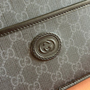 GUCCI MINI BAG 22 GREY AND BLACK WITH INTERLOCKING G IN CANVAS