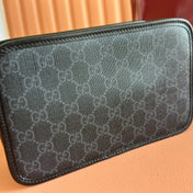 GUCCI MINI BAG 22 GREY AND BLACK WITH INTERLOCKING G IN CANVAS
