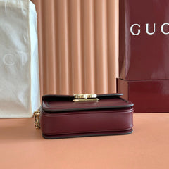 GUCCI 26S SHOULDER BAG 21 IN DARK RED CALFSKIN