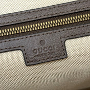 GUCCI 25S OPHIDIA MEDIUM CROSSBODY BAG 28 IN BEIGE CANVAS AND BROWN CALFSKIN